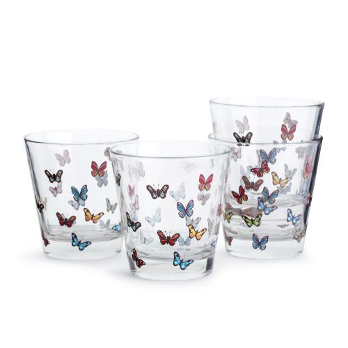 Szklanki w motyle, 4-pak kolorowe Kolorowe 5017818 