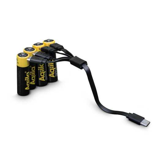 Aqiila – akumulatory AA USB-C o pojemności 2000 mAh, zestaw 4 sztuk Czarny LT45209-N0002 (5)