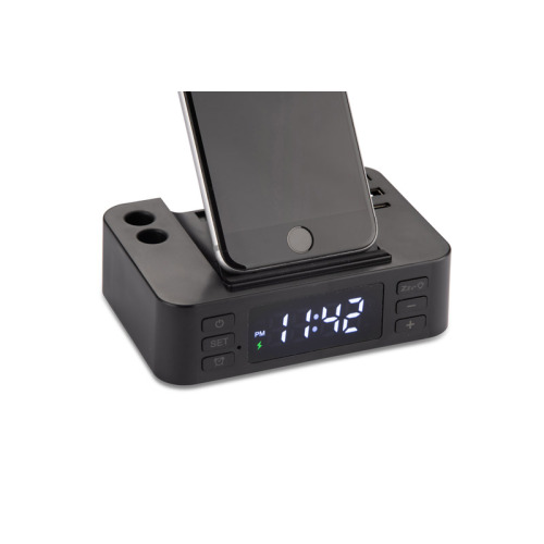 Budzik z ładowarką indukcyjną CLOCKI Czarny 09172-02 (1)