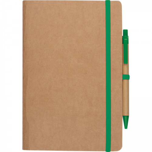 Notatnik A5 z czystymi stronami i długopisem z materiałów z recyklingu CHLOE Zielony 2377609 (4)