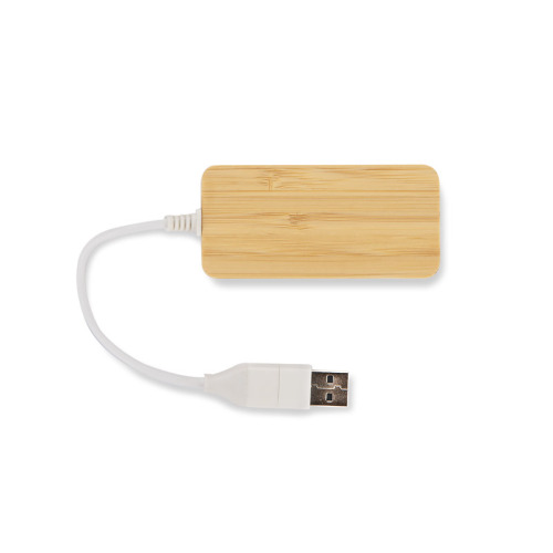 Rozdzielacz bambusowy HUB USB z wymienną wtyczką - RIVO Naturalny 09170-17 (2)