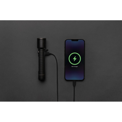 Latarka Gear X, ładowana przez USB, aluminium z recyklingu Czarny P513.921 (4)