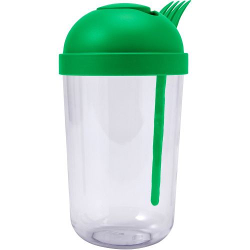 Pudełko śniadaniowe 950 ml, pojemnik na sałatkę, widelec, pojemnik na sos do sałatki Zielony V7955-06 (2)