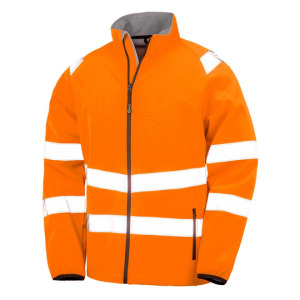 Softshell Męski Długi Rękaw Ostrzegawczy Recykling - Fluorescent Orange & Black