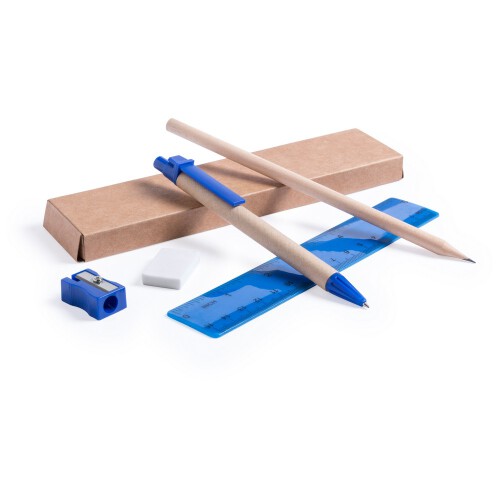 Zestaw szkolny, ołówek, długopis, gumka, temperówka, linijka granatowy V7869-04 