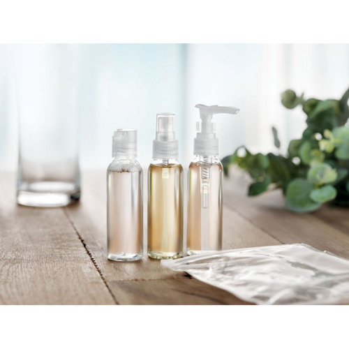 Zestaw podróżny PE w etui PEVA Przezroczysty MO9886-22 (3)