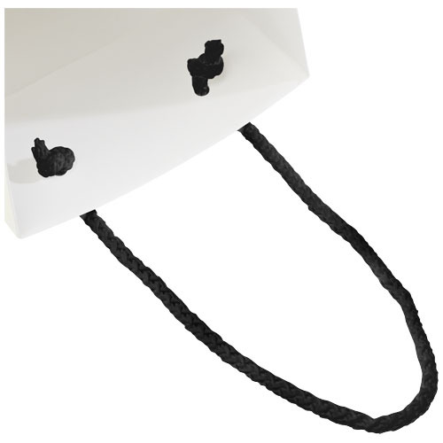 Ręcznie robiona torba na butelkę wina z papieru integra z plastikowymi uchwytami – 12 x 9 x 37 cm Biały 1ZB00790 (5)