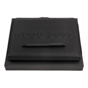 Zestaw upominkowy HUGO BOSS długopis i teczka A5 - HDM210A + HSM2764B Czarny
