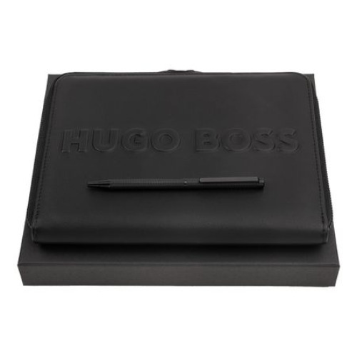 Zestaw upominkowy HUGO BOSS długopis i teczka A5 - HDM210A + HSM2764B Czarny HPBM276A 