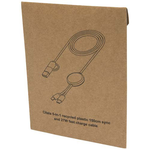 Citala kabel do synchronizacji danych i szybkiego ładowania 5 w 1 27 W o długości 150 cm z tworzyw sztucznych pochodzących z recyklingu Czarny 12442890 (2)