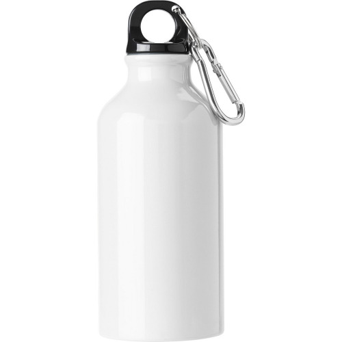 Bidon, butelka sportowa 400 ml z karabińczykiem biały V4659-02 