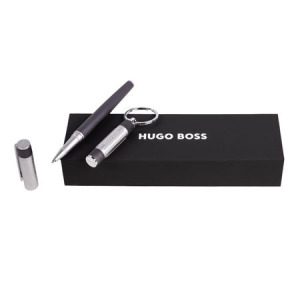 Zestaw upominkowy HUGO BOSS pióro kulkowe i brelok - HAK306D + HSV3065D Srebrny
