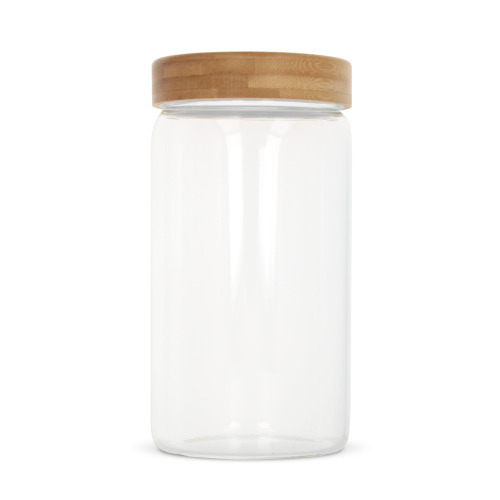 Szklany pojemnik z bambusową pokrywką 1200ml Transparentny LT95433-N0004 (2)