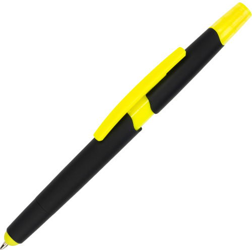 Długopis plastikowy z zakreślaczem touch pen EMMETT żółty 1096508 