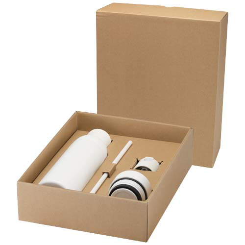 Illuminate butelka na wodę ze stali nierdzewnej z recyklingu o podwójnych ściankach i 3-częściowym zestawie zakrętek o pojemności 650 ml z certyfikatem RCS Biały 10089001 