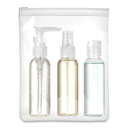 Zestaw podróżny PE w etui PEVA Przezroczysty MO9886-22 (2)