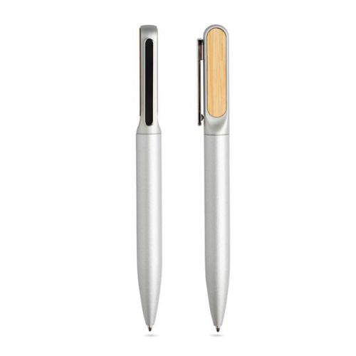 Metalowy długopis z babusowym detalem / Bamtwist Srebrny IP13152190 