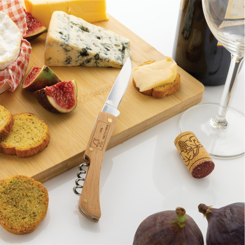 Drewniany, wielofunkcyjny nóż składany, scyzoryk Brązowy P414.019 (6)