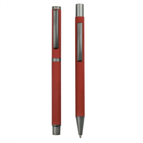 Zestaw piśmienny, długopis i pióro kulkowe czerwony V1957-05 (3)