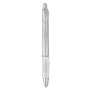 Długopis z gumowym uchwytem przezroczysty biały