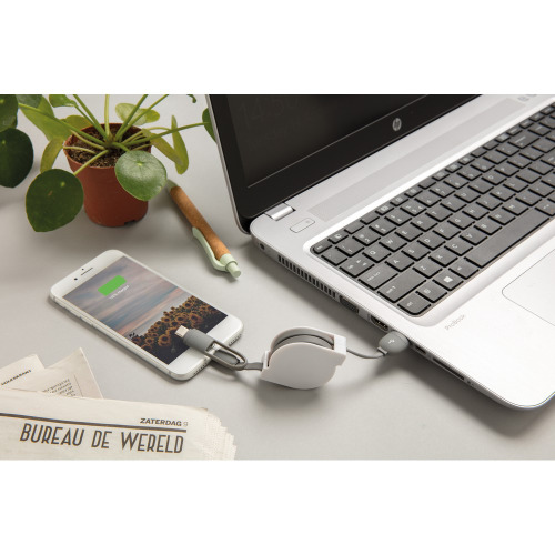 Zwijany kabel do ładowania i synchronizacji 3 w 1 Biały P302.223 (9)