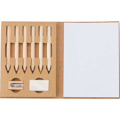 Zestaw do rysowania, notatnik, kredki, gumka, temperówka Neutralny V8094-00 (2)