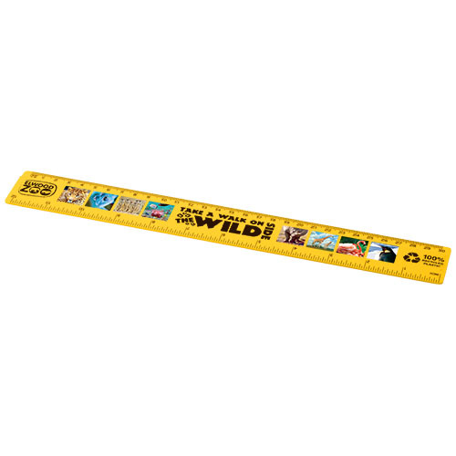 Refari linijka z tworzywa sztucznego pochodzącego z recyklingu o długości 30 cm Żółty 21046811 (1)