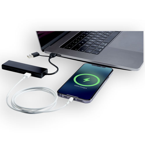 Rise hub USB 2.0 z aluminium pochodzącego z recyklingu z certyfikatem RCS Czarny 12434490 (5)