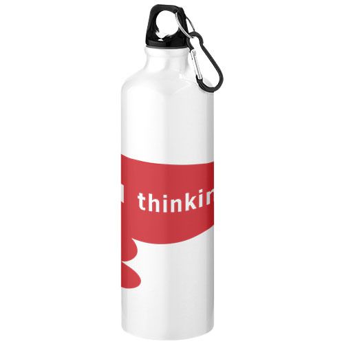 Aluminiowa butelka na wodę Oregon z karabińczykiem o pojemności 770 ml Biały 10029703 (2)