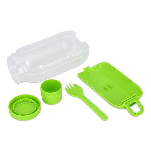 Pudełko na lunch z przegródką na sos, z łyżką i widelcem Jasnozielony LT90427-N0032 (7)