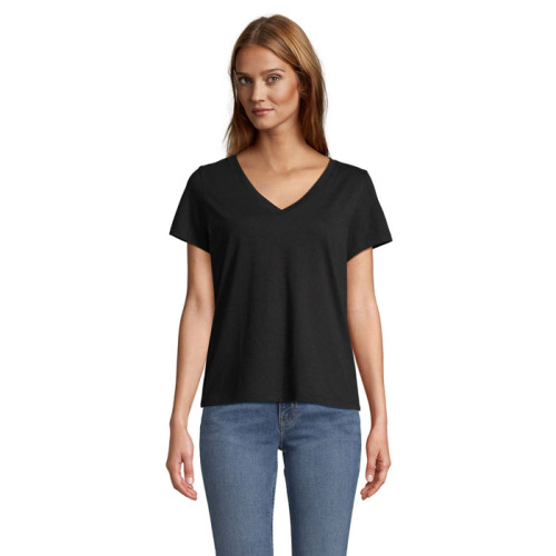 REGENT V T-SHIRT WOMEN Deep Black S04766-DB-XL 