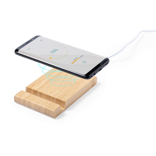 Bambusowa ładowarka bezprzewodowa 5W, stojak na telefon, stojak na tablet neutralny V0157-00 
