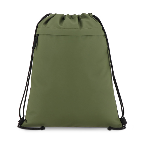 Torba ze sznurkiem z powlekanego PU R-PET 600D, wymiary 33 x 42 cm Oliwkowa zieleń LT91394-N0043 (2)