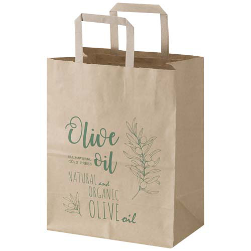 Kraft torba papierowa 80 g/m2 z płaskimi uchwytami — 25 x 15 x 32 cm Kraftowy brąz 1PQ01206 