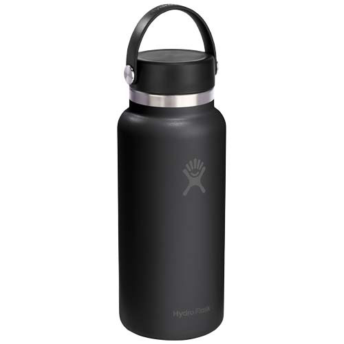 Butelka na wodę Hydro Flask Wide Mouth, pojemność 946 ml, z izolacją termiczną, wykonana ze stali nierdzewnej Czarny 10099190 