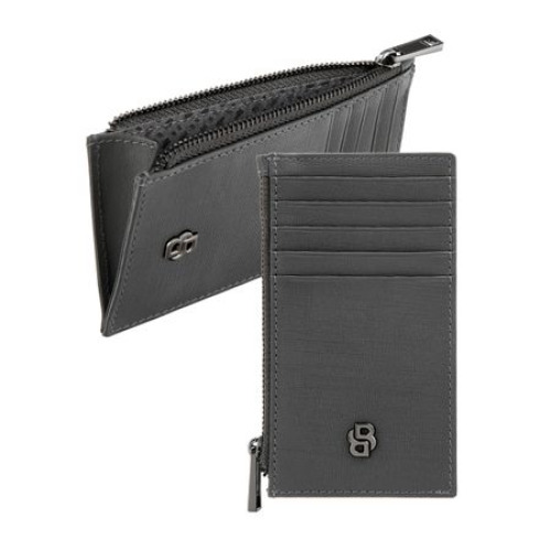 Portfel na karty z zamkiem Double B Saffiano Black Szary HLK526H 