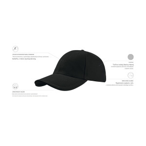 Czapka 6-panelowa Bawełniana - Black & Red