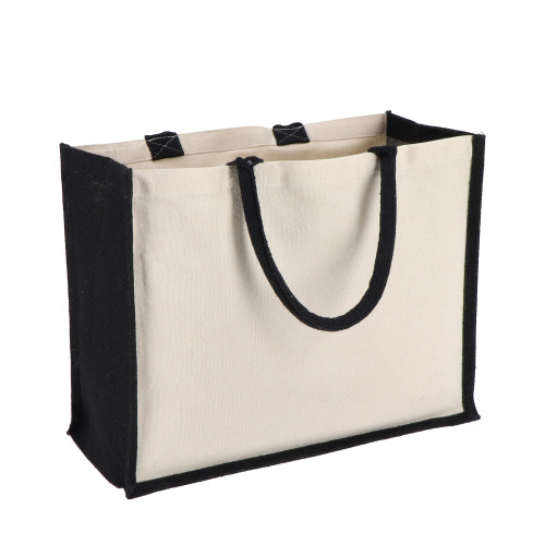 Jutowo-bawełniana torba na ramię OEKO-TEX® 42,5 x 19 x 32 cm 320 g/m² Czarny LT95373-N0002 (1)