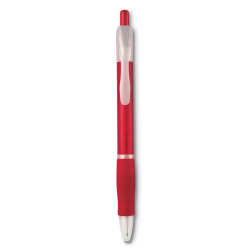 Długopis z gumowym uchwytem przezroczysty czerwony KC6217-25 
