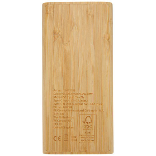 Powerbank Tulda o pojemności 10,000 mAh wykonany z bambusa Piasek pustyni 12432306 (4)