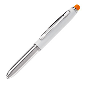 Długopis Stylus Shine+rysik Biały / pomarańczowy