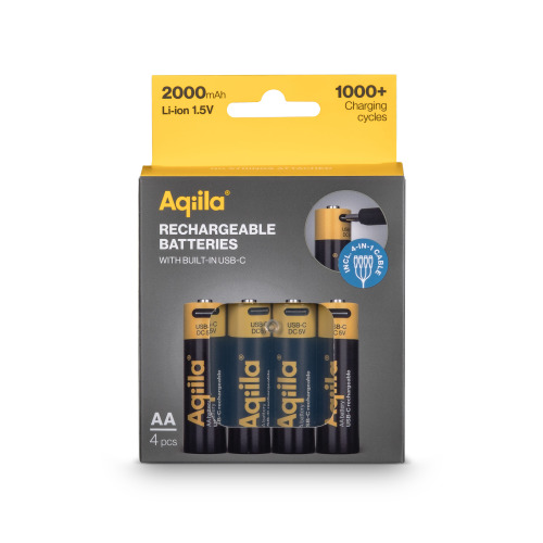 Aqiila – akumulatory AA USB-C o pojemności 2000 mAh, zestaw 4 sztuk Czarny LT45209-N0002 (2)