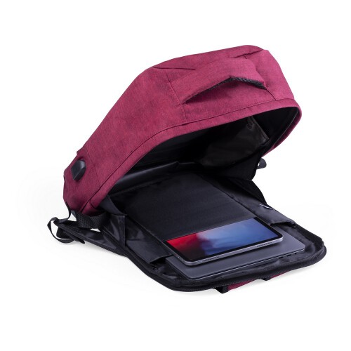 Plecak chroniący przed kieszonkowcami, przegroda na laptopa 15" i tablet 10", ochrona RFID czerwony V0767-05 (3)