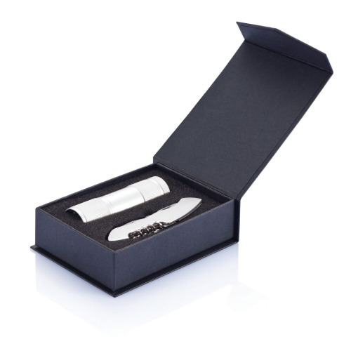 Zestaw narzędzi Quattro, scyzoryk wielofunkcyjny 13 el., latarka Srebrny P221.192 (2)