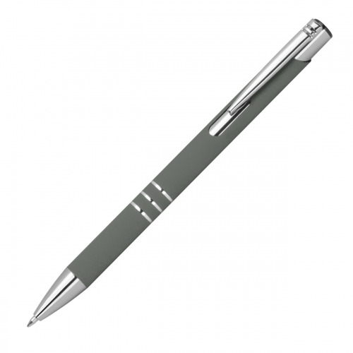 Długopis z aluminium z recyklingu półżelowy soft touch DUNMORE Ciemnoszary 399177 