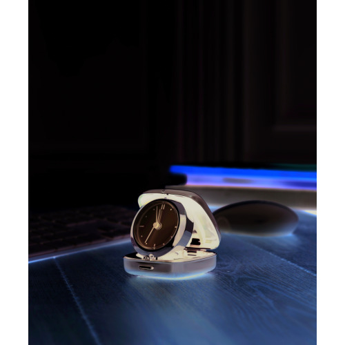 Budzik podróżny w etui Srebrny błyszczący KC8507-17 (5)