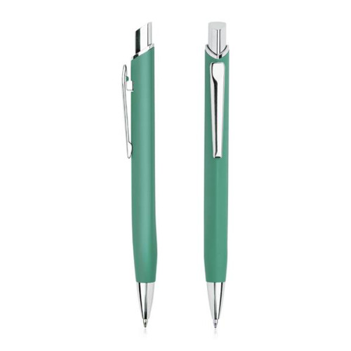Metalowy dłługopis z gumowanym wykończeniem / Crome Ciemnozielony IP13150644 