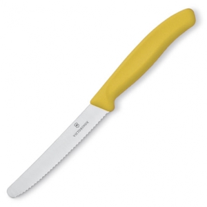 Nóż kuchenny z ząbkowanym ostrzem żółty