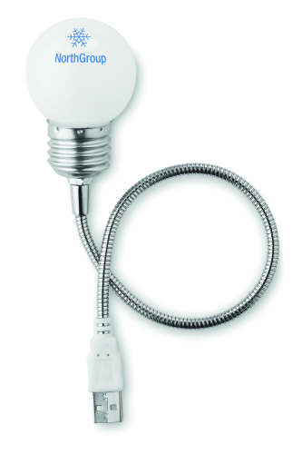 Lampka USB w kształcie żarówk biały MO8616-06 (2)