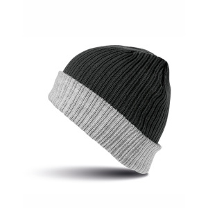 Czapka Dwuwarstwowa Gruba Dzianina Wiatroszczelna - Navy & Grey